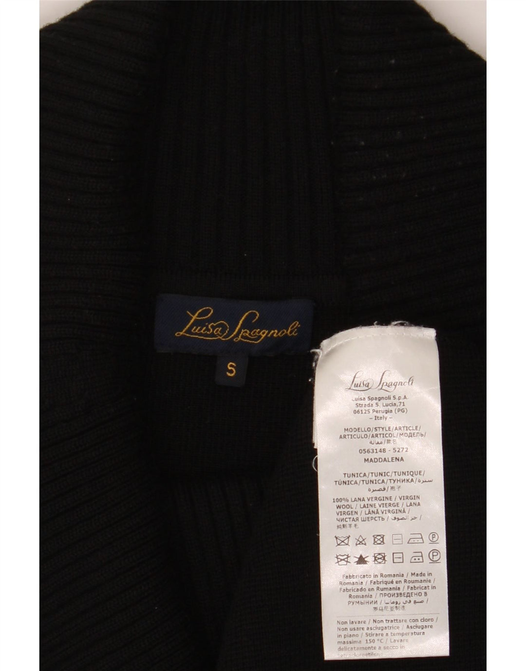 Luisa Spagnoli Womens Roll Neck Jumper Sweater UK 10 Small Black