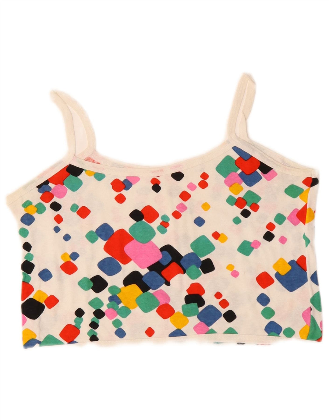 VINTAGE Womens Crop Cami Top UK 10 Small Multicoloured Geometric