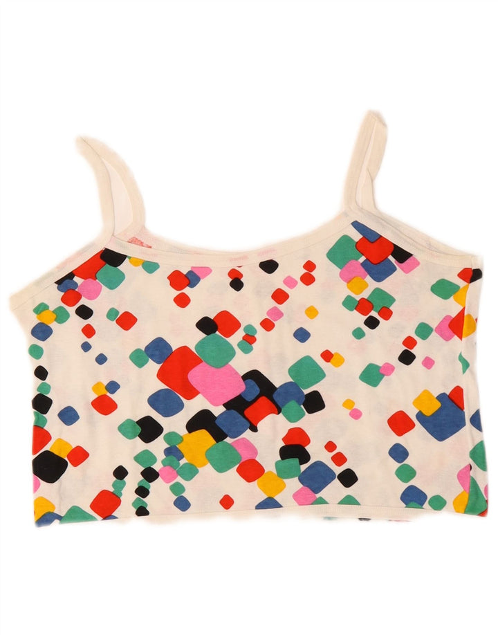 VINTAGE Womens Crop Cami Top UK 10 Small Multicoloured Geometric
