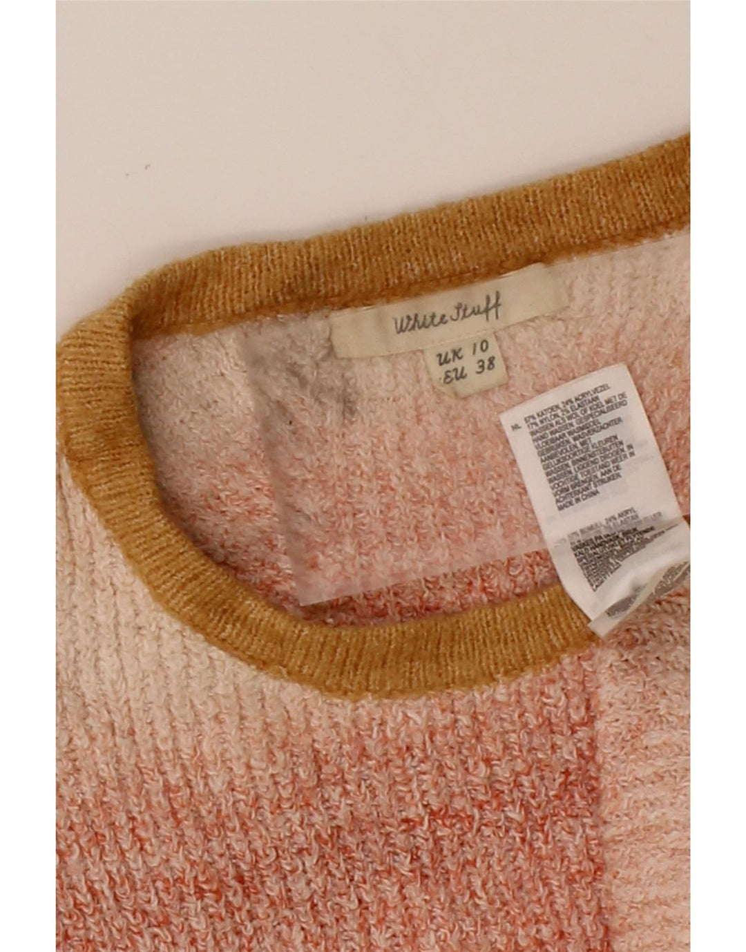 WHITE STUFF Womens Crew Neck Jumper Sweater UK 10 Small  Beige Striped Vintage White Stuff and Second-Hand White Stuff from Messina Hembry 
