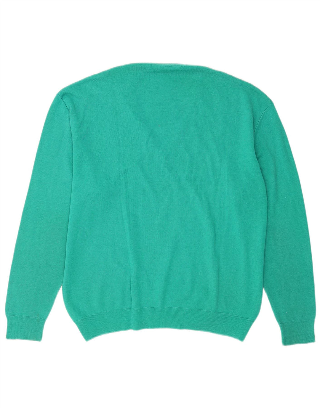 Vintage Mens V-Neck Jumper Sweater Large Turquoise Wool