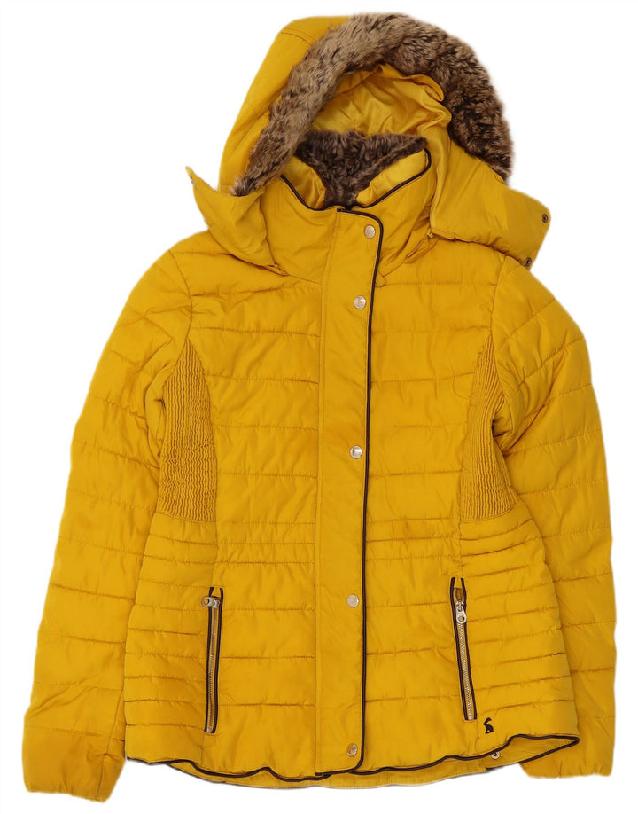 Joules Womens Hooded Padded Jacket UK 14 Medium Yellow Polyester