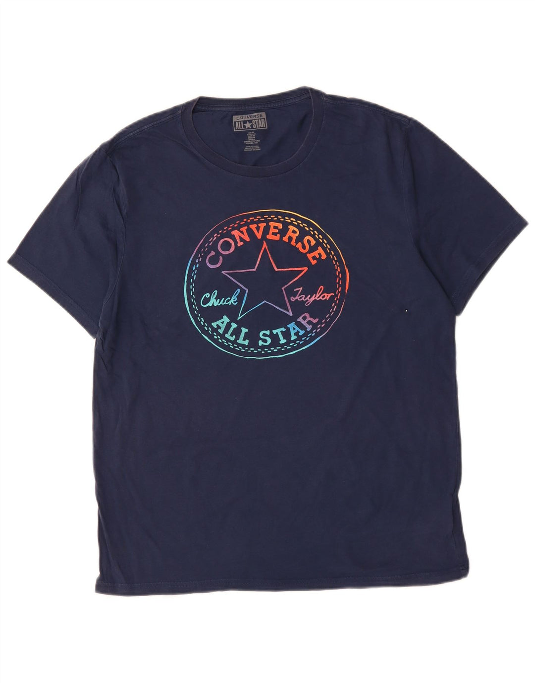 CONVERSE Mens Chuck Taylor Graphic T-Shirt Top Medium Navy Blue Cotton