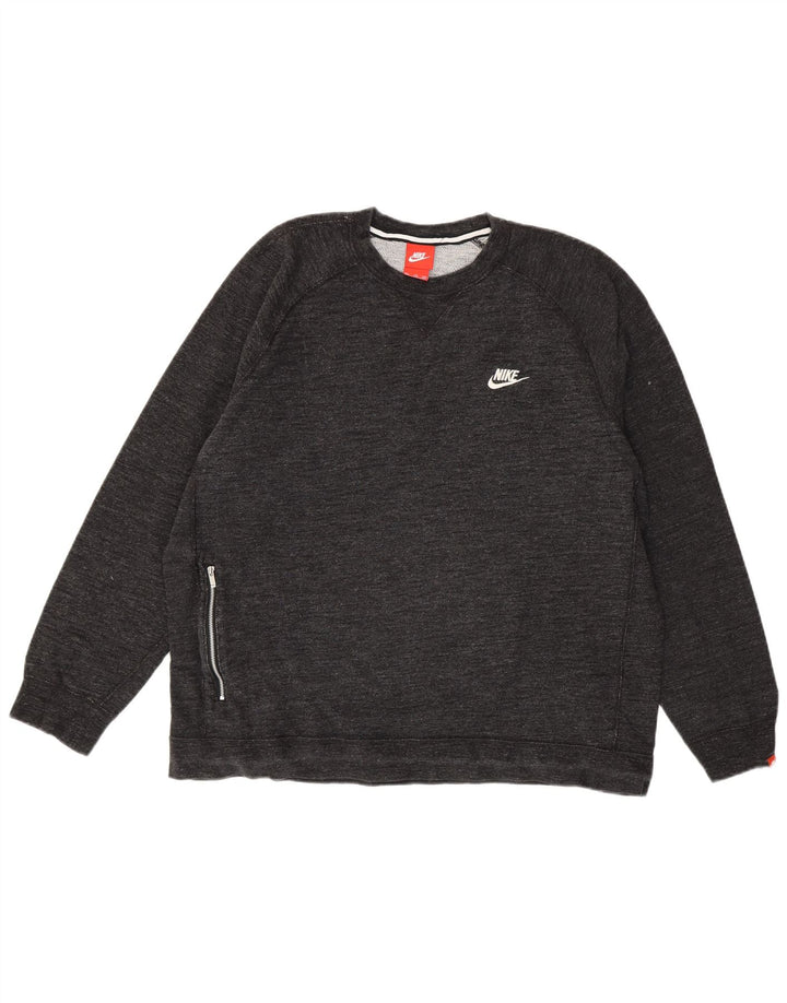 Nike Herren Sweatshirt Pullover 2XL Grau gefleckte Baumwolle