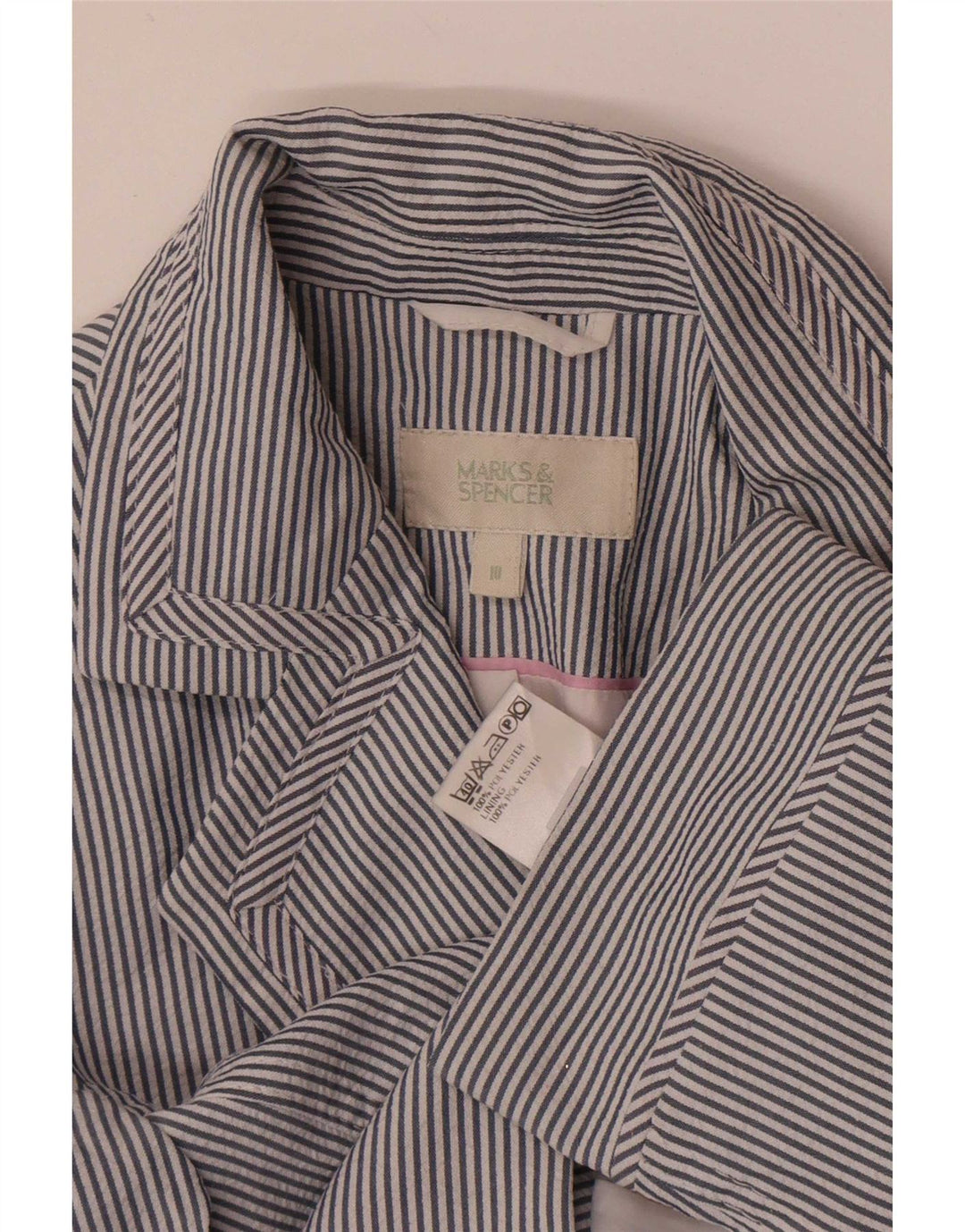 Marks & Spencer Chaqueta tipo blazer con 1 botón para mujer UK 10 Small Blue Pinstripe
