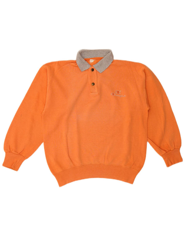 Champion Herre Polo Neck Sweatshirt Jumper Medium Orange