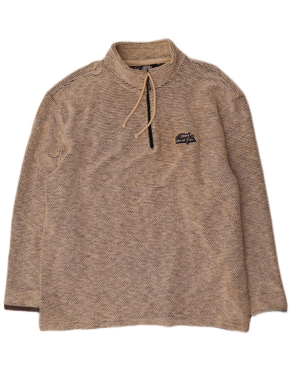 Weird Fish Herren-Sweatshirt mit Reißverschluss am Hals, 2XL, Beige, Baumwolle