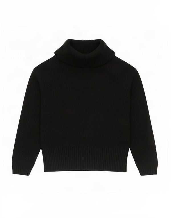 Hobbs Womens Crop 3/4 Sleeve Roll Neck Jumper Sweater UK 14 Medium Black