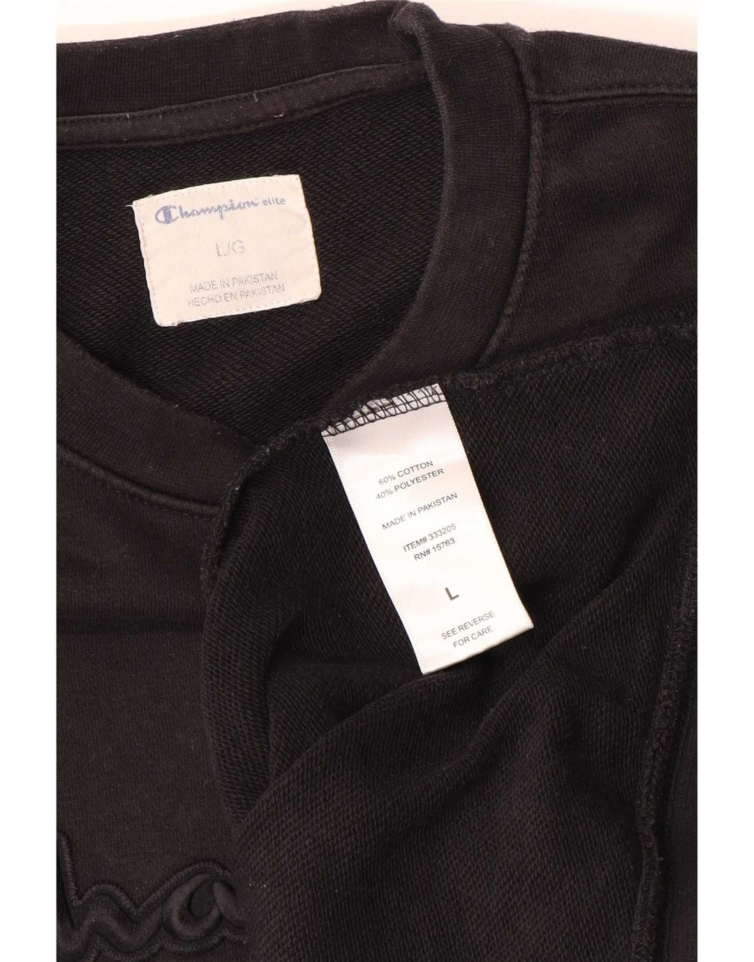 Champion Mens Graphic Sweatshirt Jumper Large Black Cotton