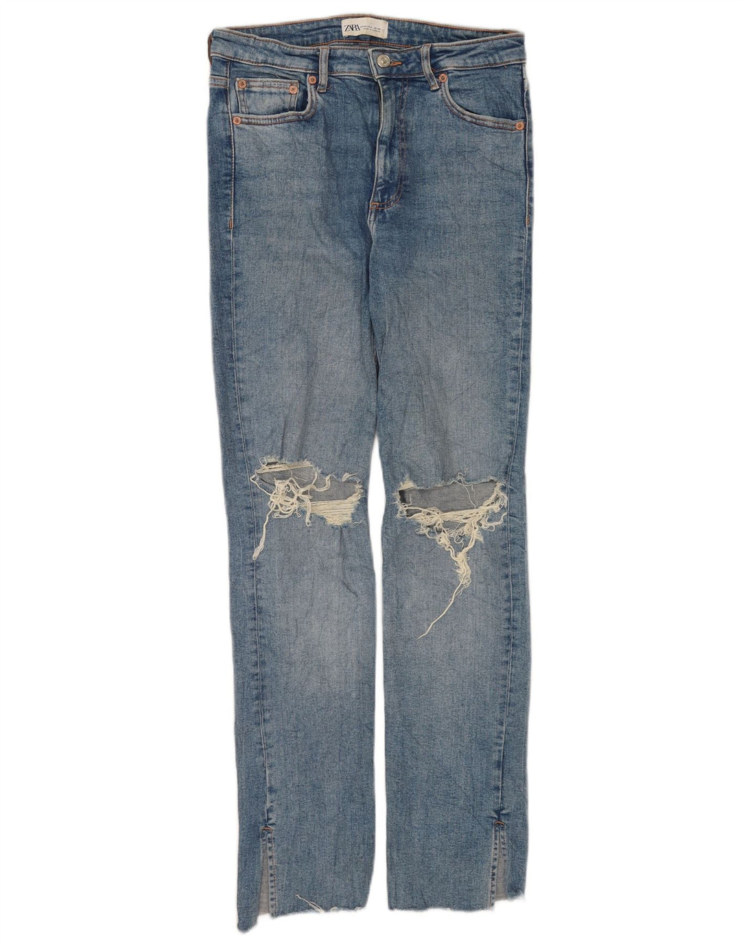 Zara Womens Distressed Slim Jeans EU 40 Medium W30 L31 Blue Cotton