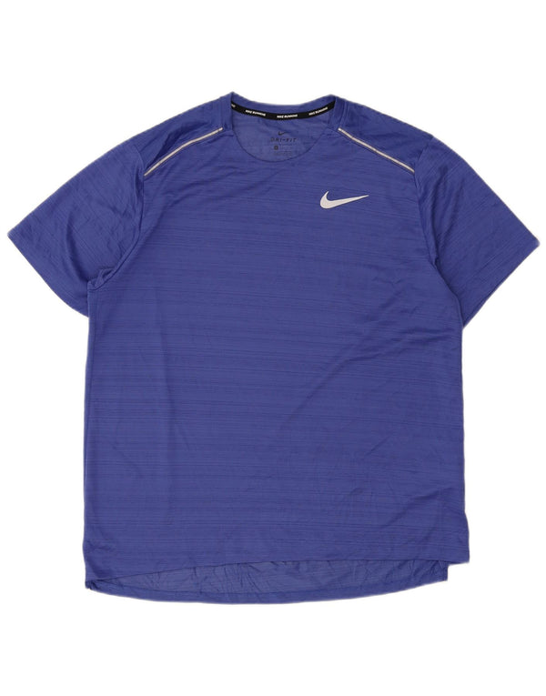 T-shirt da uomo Nike Dri Fit Top XL in poliestere a righe blu