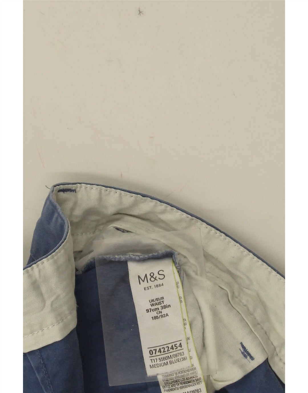 Marks & Spencer Herren Chinoshorts W38 XL Blaue Baumwolle
