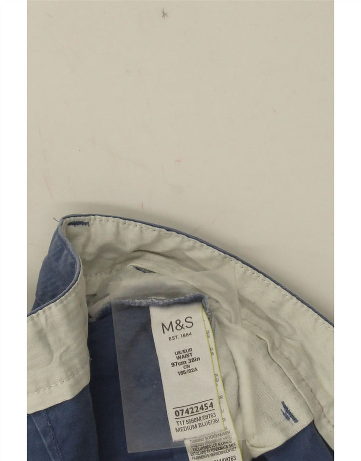 Marks & Spencer Herren Chinoshorts W38 XL Blaue Baumwolle