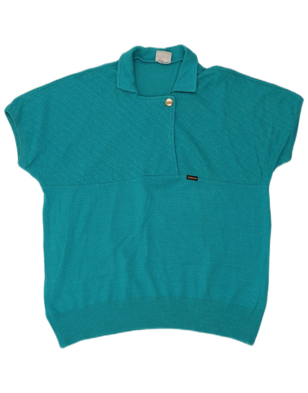 Almira Womens Short Sleeve Polo Neck Jumper Sweater IT 44 Medium Blue