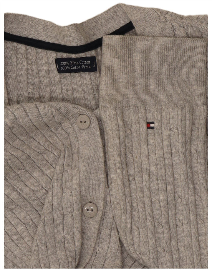 TOMMY HILFIGER Dame cardigan sweater UK 12 Medium Grey Bomuld