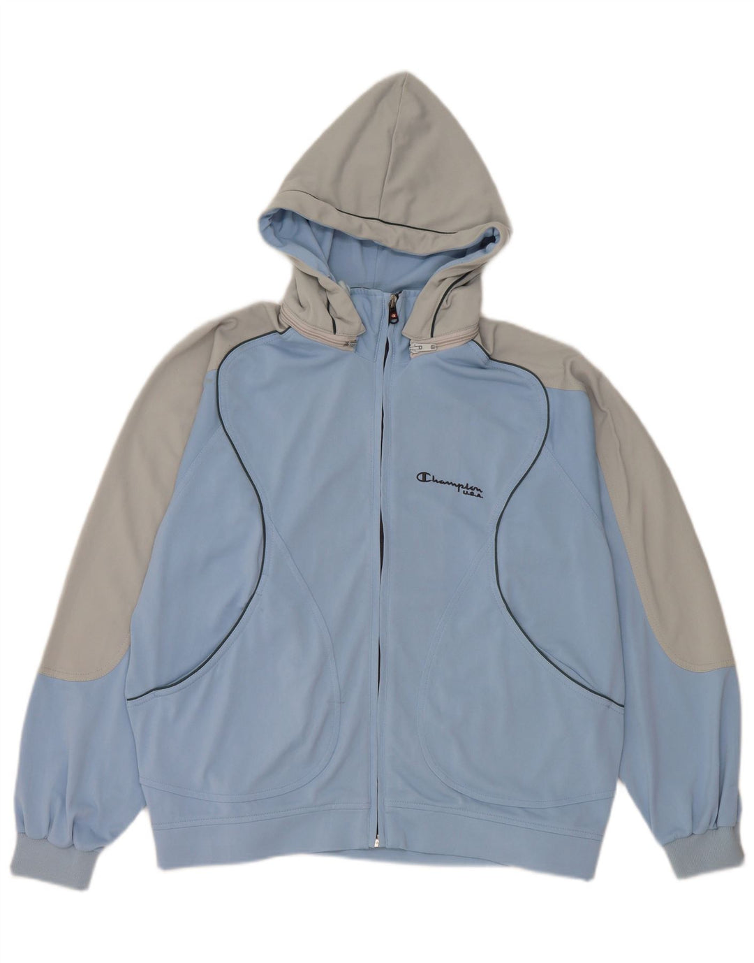Giacca sportiva da uomo con cappuccio Champion, piccola, in poliestere color block blu