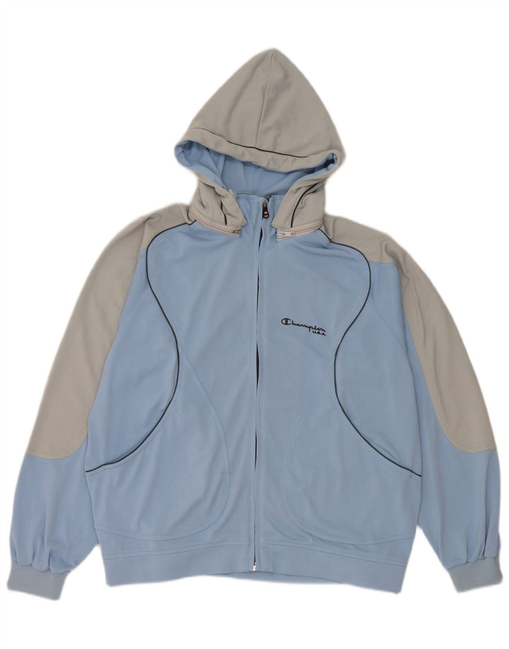 Giacca sportiva da uomo con cappuccio Champion, piccola, in poliestere color block blu