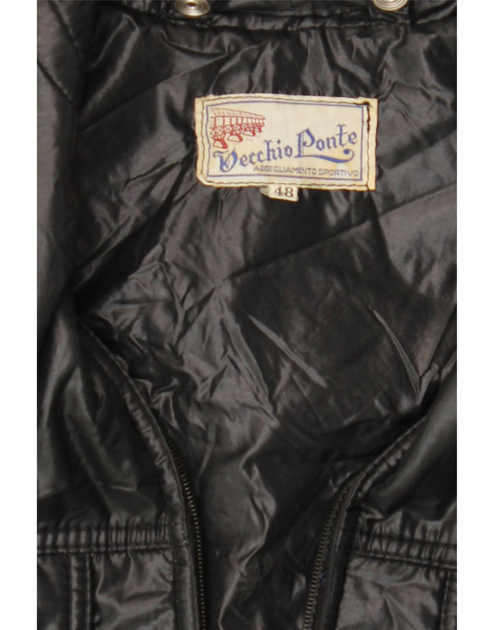 Vintage Womens Padded Jacket IT 48 XL Black