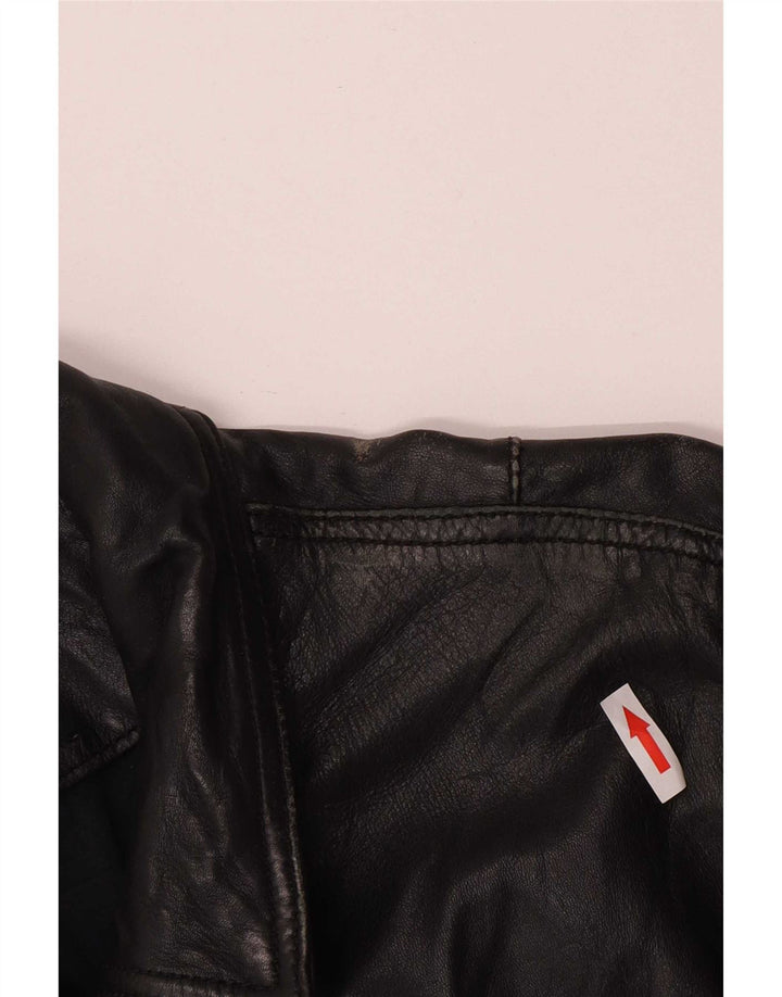 Selected Mens Leather Bomber Jacket UK 40 Large Black
