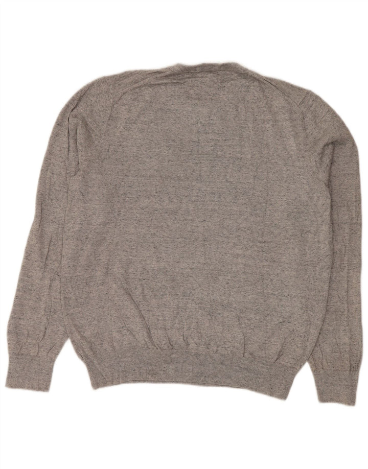 Marks & Spencer Mens Crew Neck Jumper Sweater Large Grey Flecked Cotton
