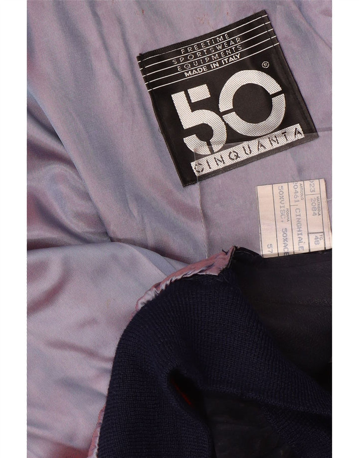 Cinquanta Mens Suede Bomber Jacket IT 48 Medium Navy Blue Leather