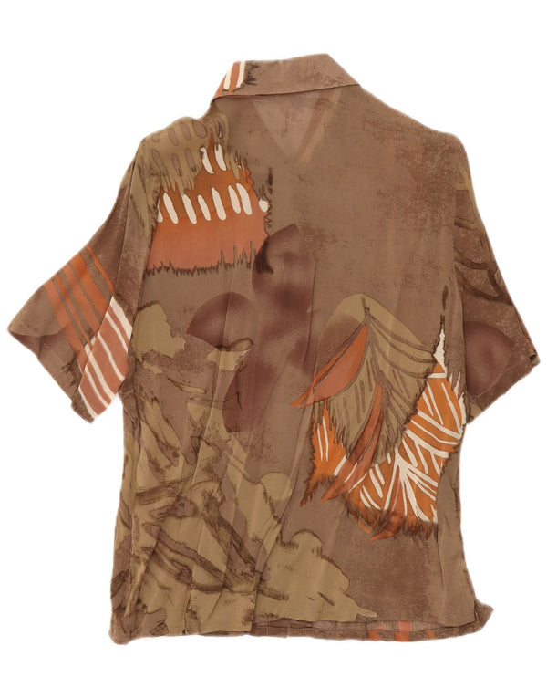 Renato Balestra Womens See Through Shirt Blouse UK 14 Large Brown Floral