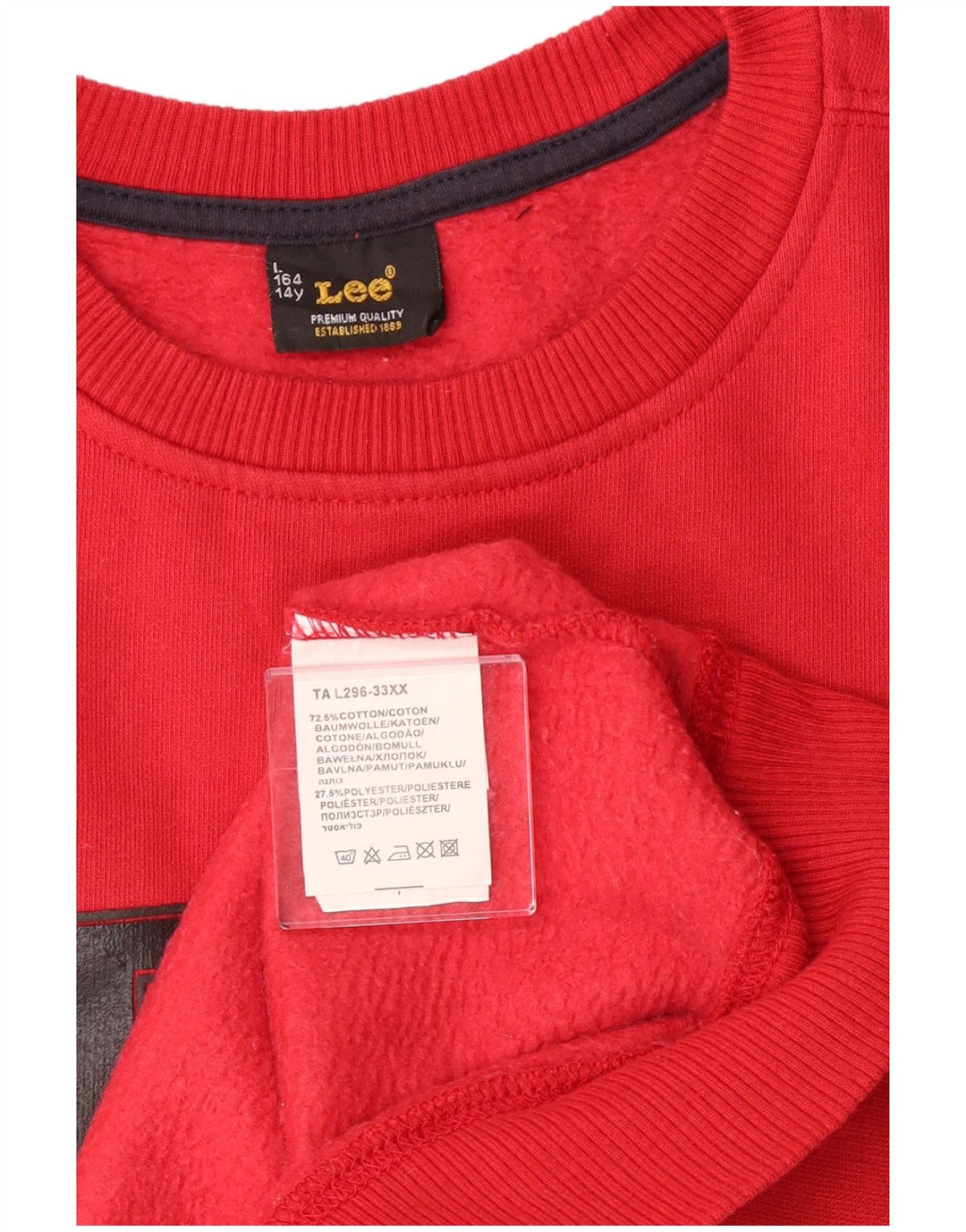 Lee Boys Crew Neck Jumper Sweater 13-14 Years Red Cotton