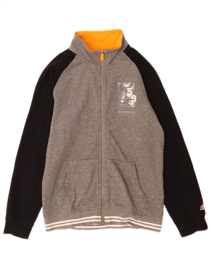 Ellesse Boys Graphic Tracksuit Top Jacket 9-10 Years Grey Colourblock