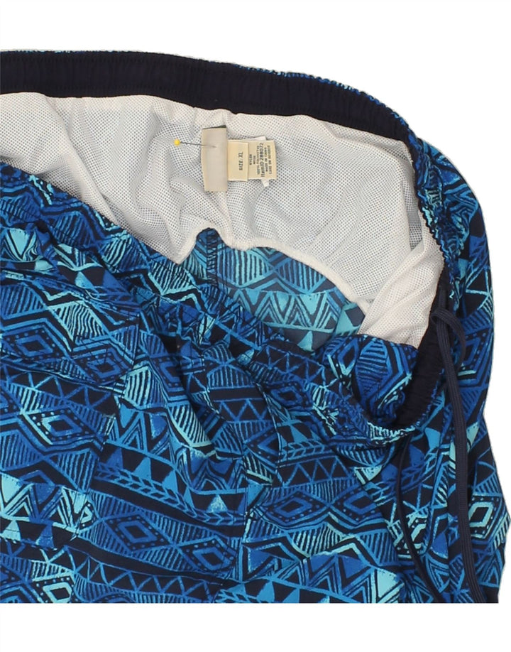 L.L.BEAN Mens Abstract Pattern Sport Shorts XL Blue Nylon Vintage L.L.Bean and Second-Hand L.L.Bean from Messina Hembry 