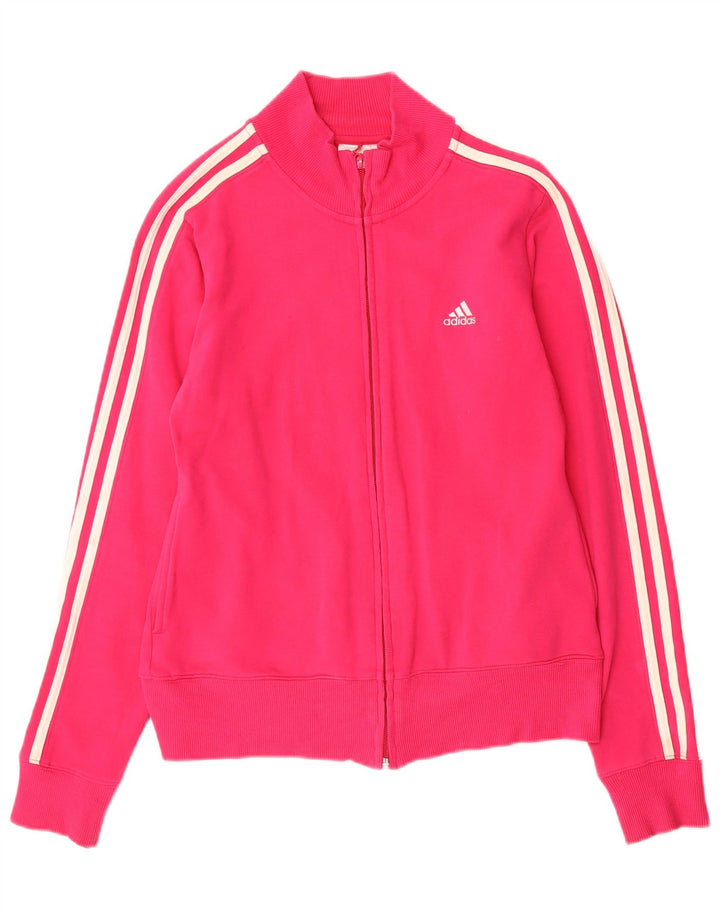 Adidas Womens Tracksuit Top Jacket UK 10 Small Pink Cotton