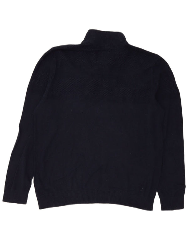 Fat Face Mens Zip Neck Jumper Sweater XL Navy Blue Cotton