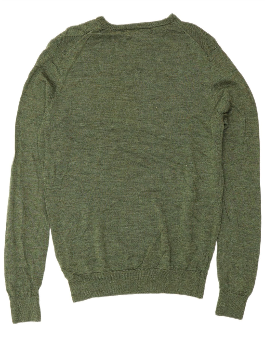 Zara Mens Boat Neck Jumper Sweater Medium Green Wool