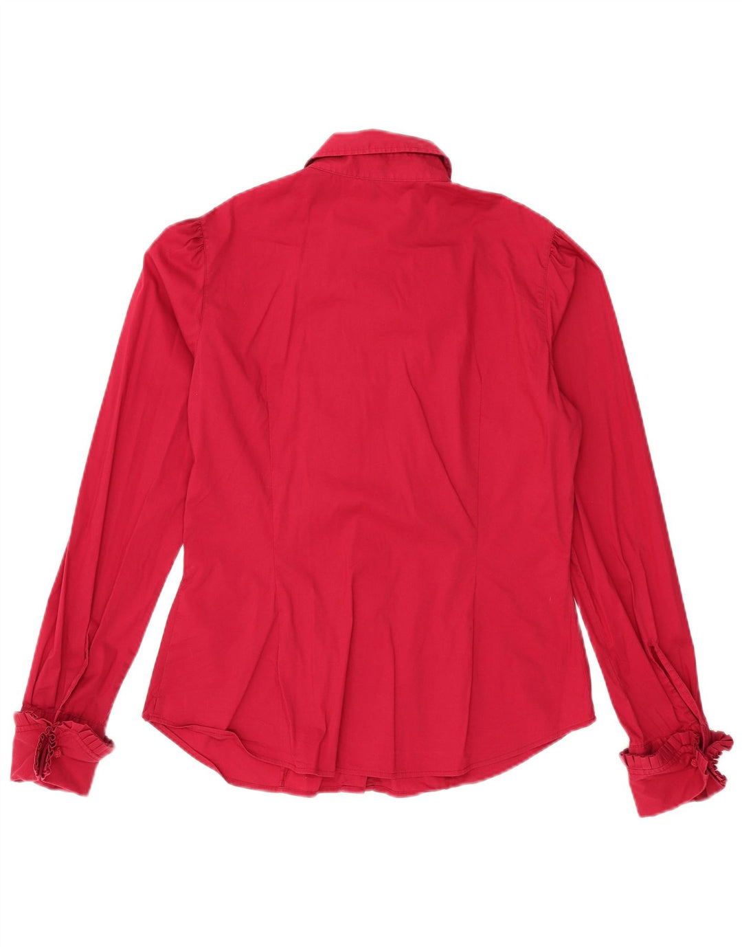 BENETTON Womens Shirt Blouse UK 16 Large Red Cotton