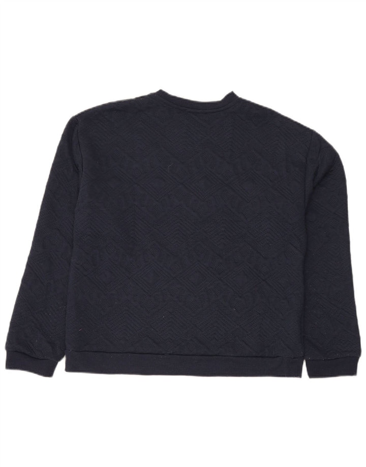 Zara Mens Sweatshirt Jumper Small Navy Blue Argyle/Diamond