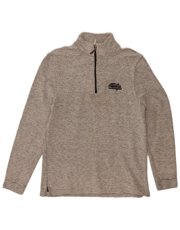 Weird Fish Mens Zip Neck Sweatshirt Jumper Medium Grey Flecked Cotton