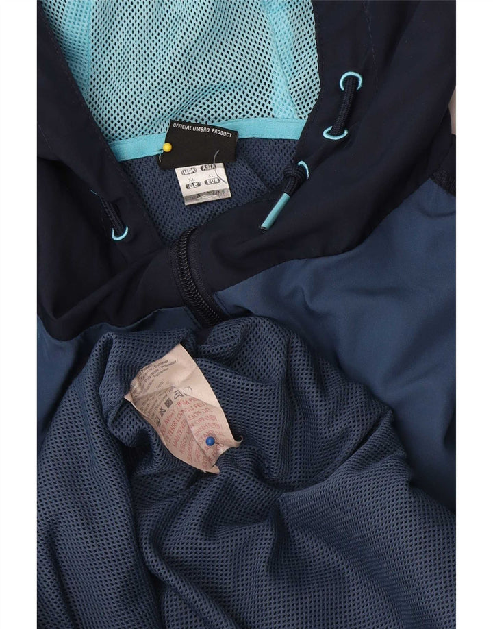 Umbro Mens Hooded Rain Jacket UK 42 XL Navy Blue Colourblock Polyester