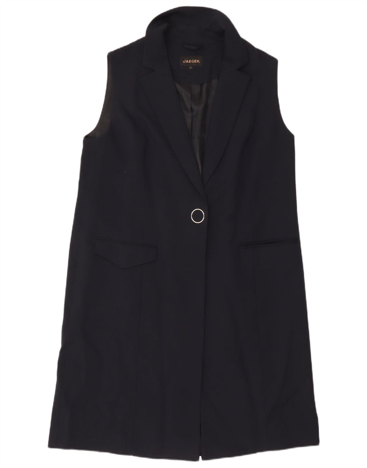 Jaeger Womens Longline Sleeveless Blazer Jacket UK 16 Large Navy Blue