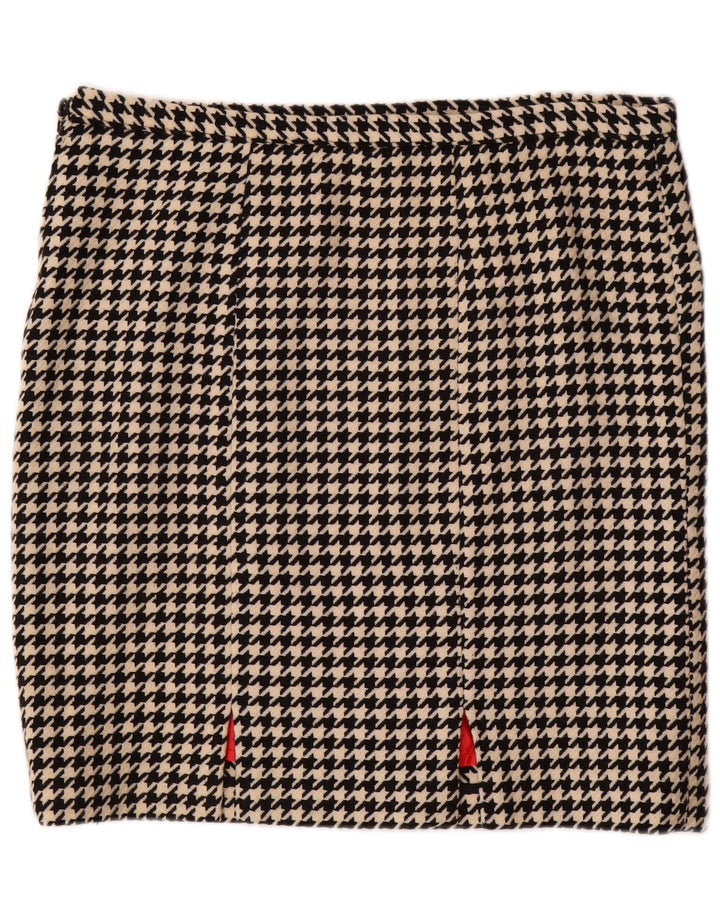 VINTAGE Womens Straight Skirt W36 XL Black Houndstooth