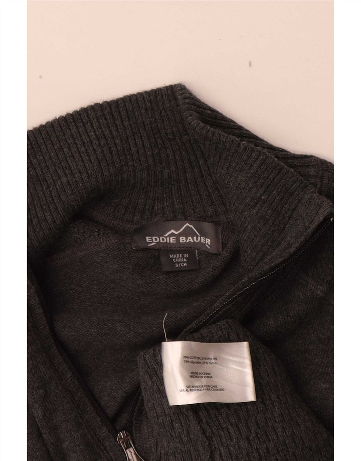 Мужской джемпер с воротником на молнии Eddie Bauer, маленький серый хлопковый свитер