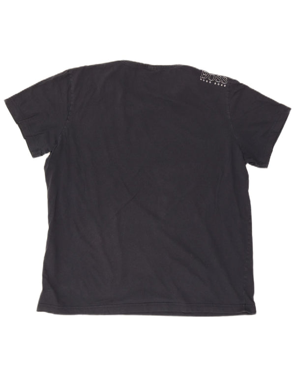 Hugo Boss Herre Modern Fit Grafisk T-Shirt Top 3XL Marineblå Bomuld