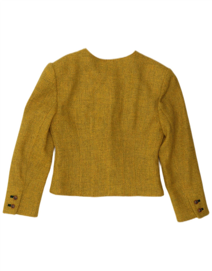 Vintage Dame 5 Knapper Crop Blazer Jakke EU 40 Medium Gul Uld