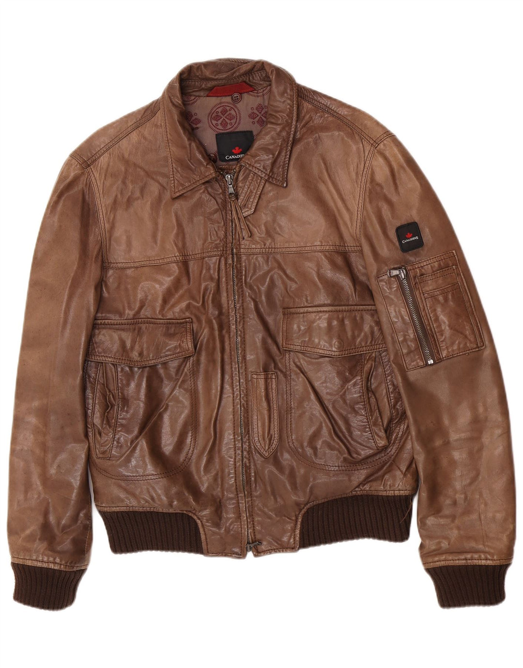 Jaqueta de couro masculina Canadiens IT 48 marrom médio