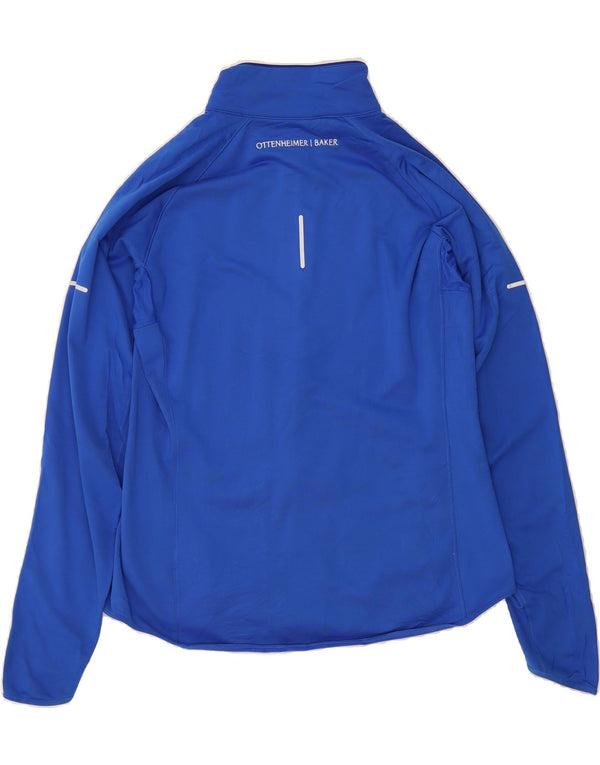 NIKE Womens Dri Fit Tracksuit Top Jacket UK 16 Large Blue Polyester