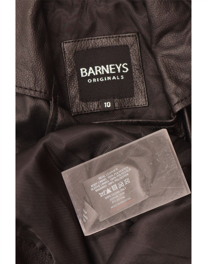 BARNEYS Womens Leather Biker Jacket US 10 Large Black Leather