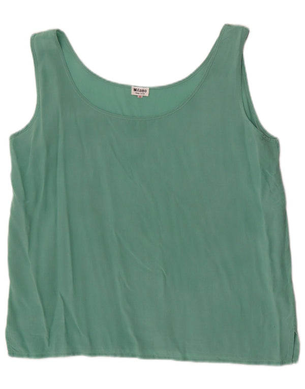 Vintage ærmeløs bluse til kvinder IT 44 Medium Green Silk