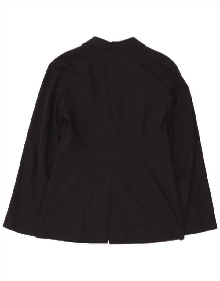 Comma, Womens 2 Button Blazer Jacket UK 12 Medium Black Virgin Wool