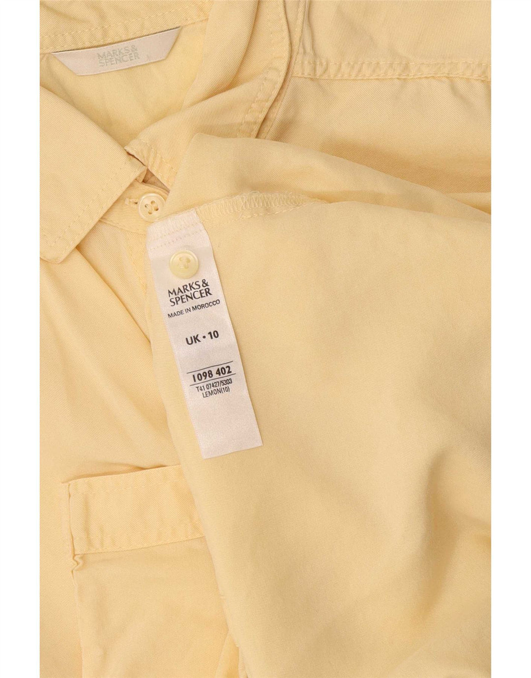 Marks & Spencer Womens Short Sleeve Shirt UK 10 Small Yellow Lyocell
