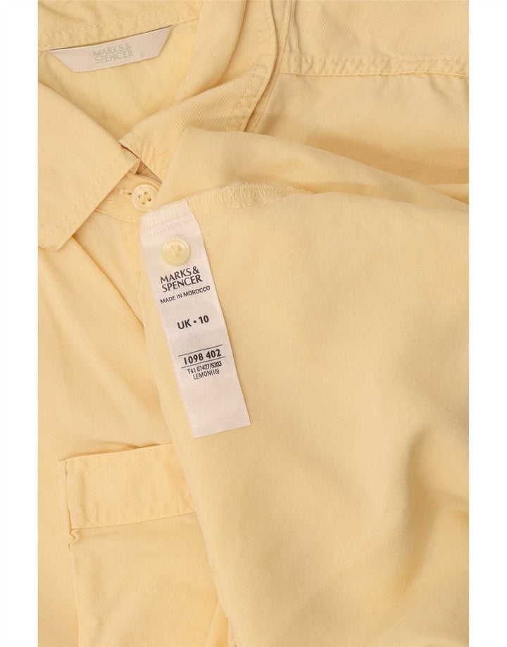 Marks & Spencer Womens Short Sleeve Shirt UK 10 Small Yellow Lyocell