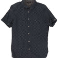 Ted Baker Herren-Kurzarmhemd, Größe 3, mittelgroß, marineblau, geometrische Baumwolle
