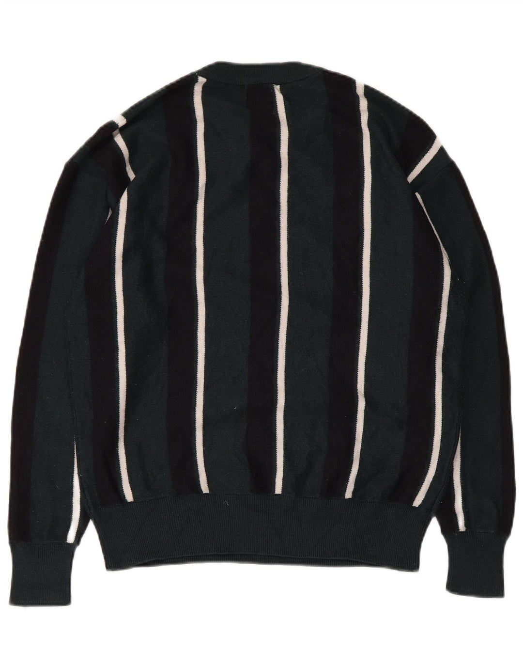 Zara Herre Crew Neck Jumper Sweater Medium Grøn Stribet